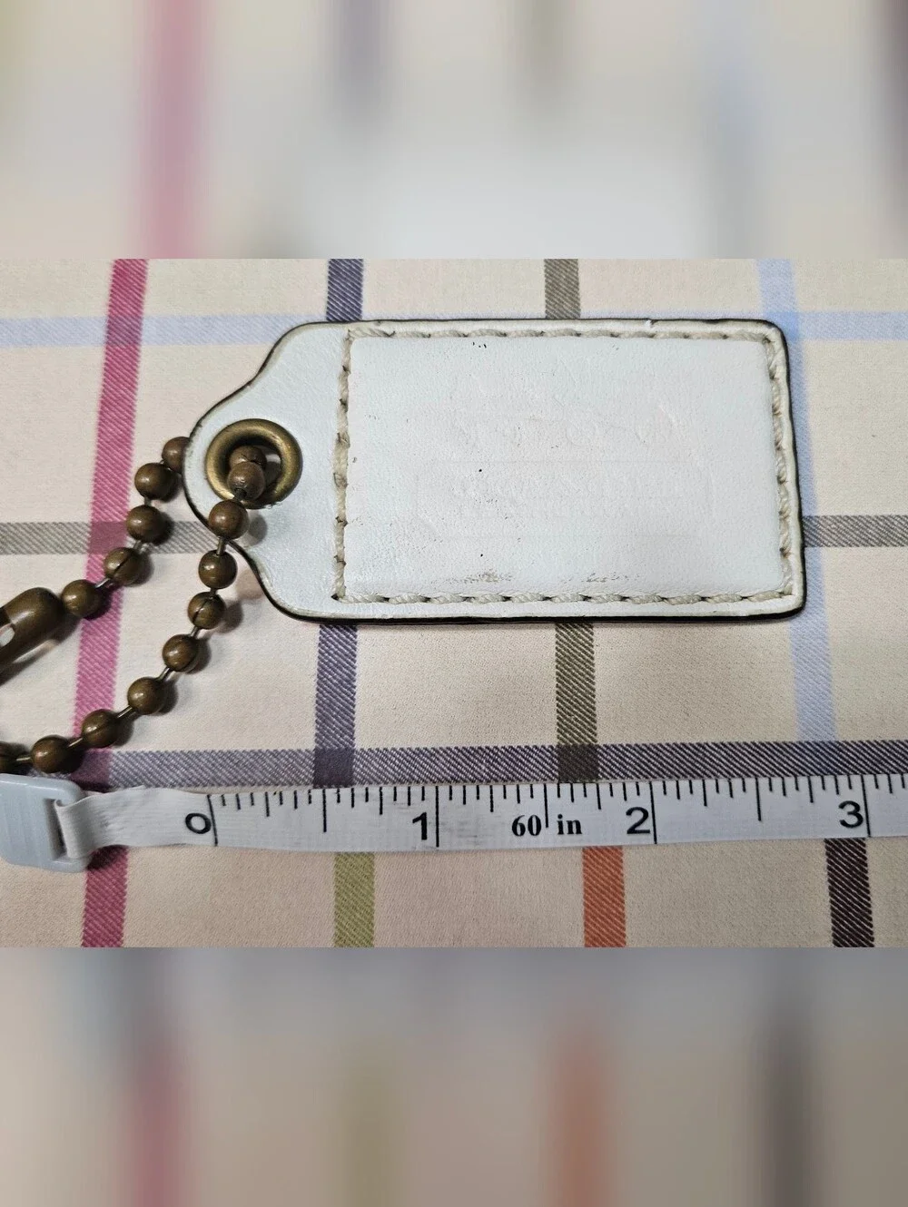 Coach BLEECKER LEATHERWARE Hangtag w/Large Brass Ballchain In Chalk White